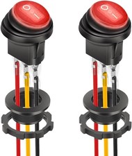 2PCS 12V UL Listed round Rocker Switch, Waterproof LED Rocker Toggle Switch