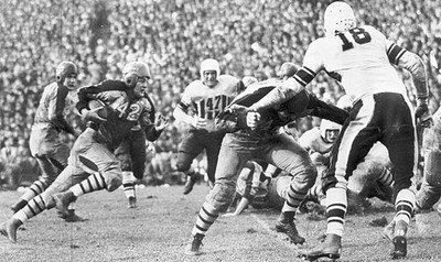 New York Sid Luckman Columbia backfield star charges into Colgate - Old Photo