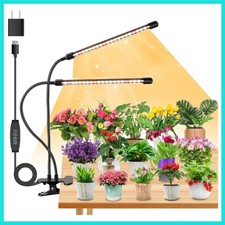 Full Spectrum Dual Heads Clip Grow Lights for Indoor Plants with 3/9/12H Time...