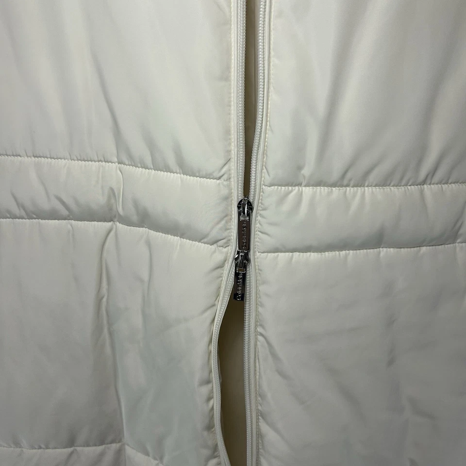 Chaleco acolchado blanco largo hasta el tobillo Calvin Klein para mujer talla mediana con capucha Foto 4 de 4