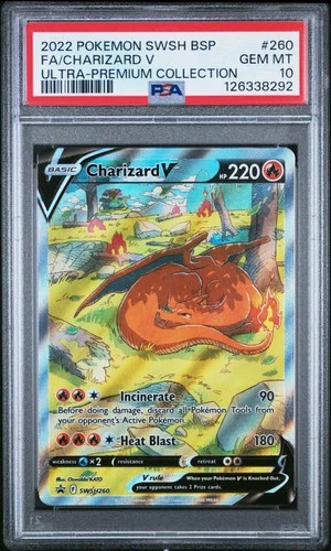 2022 POKEMON SWSH BLACK STAR PROMO #260 FULL ART/CHARIZARD V PSA 10