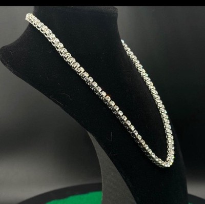 24 Zoll 4 mm Rundschliff Weiß Glänzend Kristall Tennis Halskette Kette Versilbert