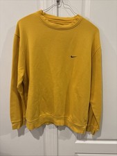 Vintage Nike Mini Swoosh Crewneck Sweatshirt Yellow Size L Distressed Y2K 2000s
