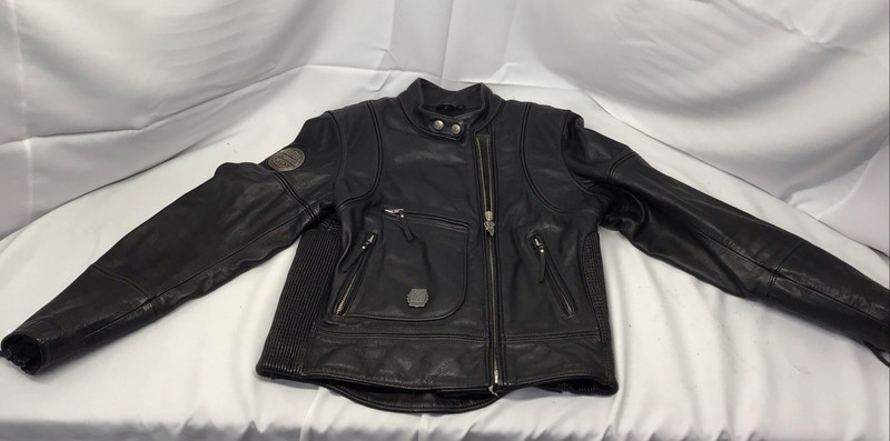 Vintage Harley Davidson Womens Black Leather Motorcycle Biker Jacket Sz SW