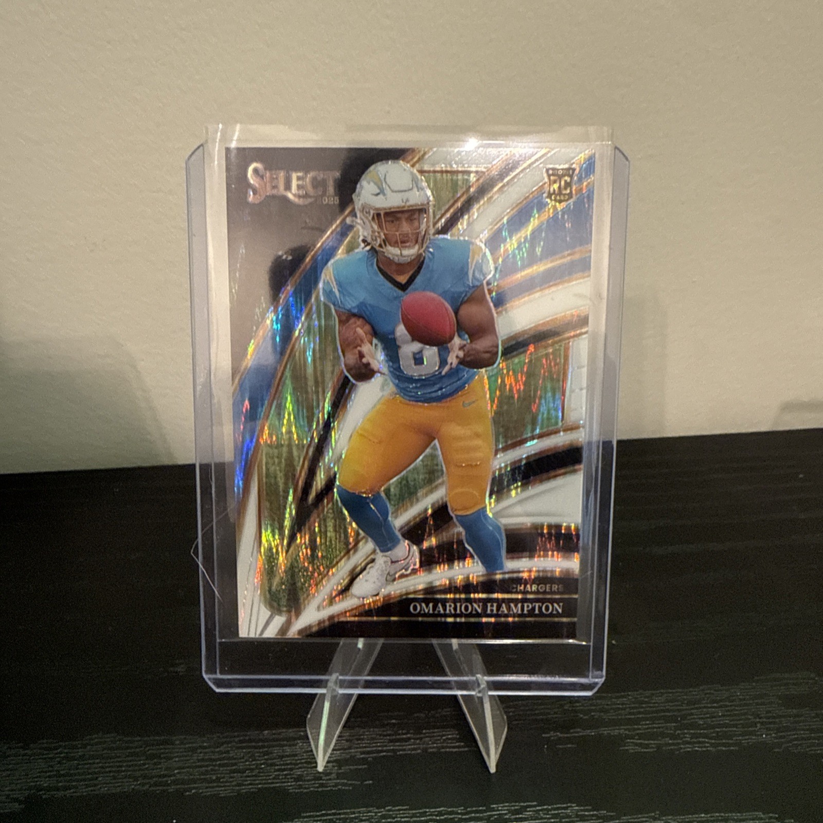 2025 Select Club Level Omarion Hampton White Prizm Shock /799 Rookie Chargers RC
