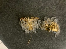 2 Hochwertige Messing-Wandleuchte von Schröder & Co. Gehänge aus Kristallglas