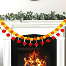 Diwali Artificial Marigold Garland with Pearls for Mantel, Pendant for Home I...