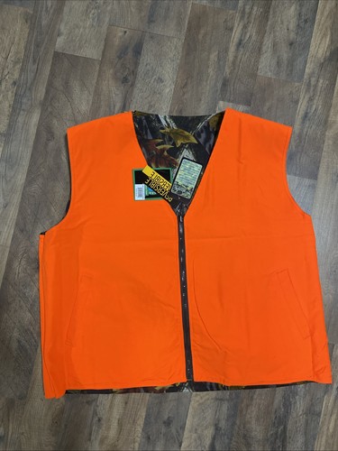 New Master Sportsmen Rugged Outdoor Gear Reversible 3XL Camo Hunting Vest Orange - Picture 3 of 3
