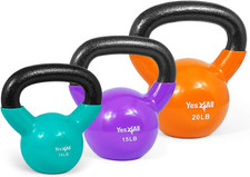 Yes4All Kettlebell, Vinyl Coated Kettlebell Cast Iron Sets with Stable Flat Bott