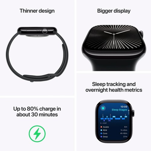Apple Watch Series 10 GPS + Cellular 42mm Silver Aluminium Case w/ Denim Spor... - Picture 3 of 3