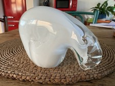 Murano Stil wei&szlig; Glas Eisb&auml;r Figur Ornament Briefbeschwerer 15 cm lang