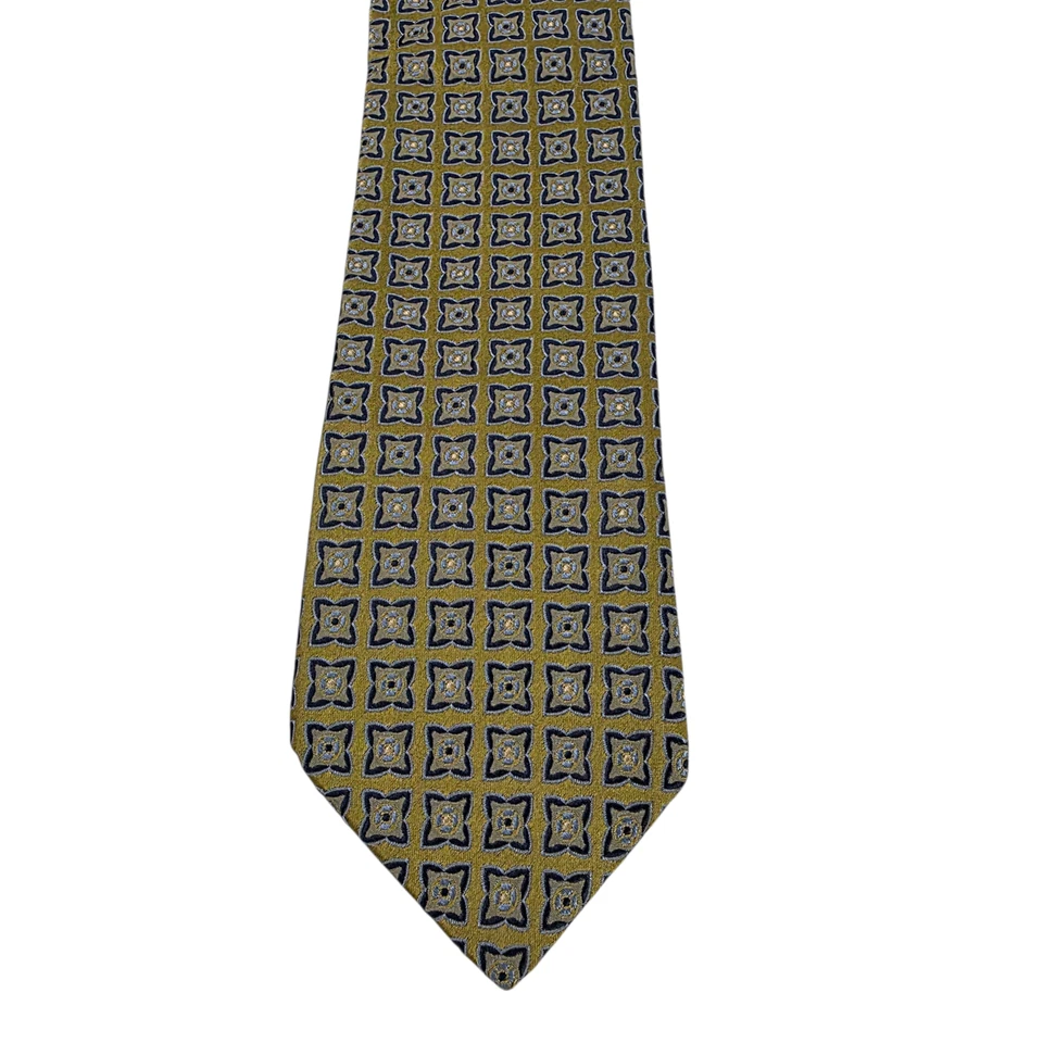 Corbata de lujo John W Nordstrom para hombre dorada azul seda floral bordada clase Foto 2 de 4