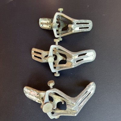 VTG Crescent Dental Articulators Set of 3 Lab Tools Metal Used Patina Plaster