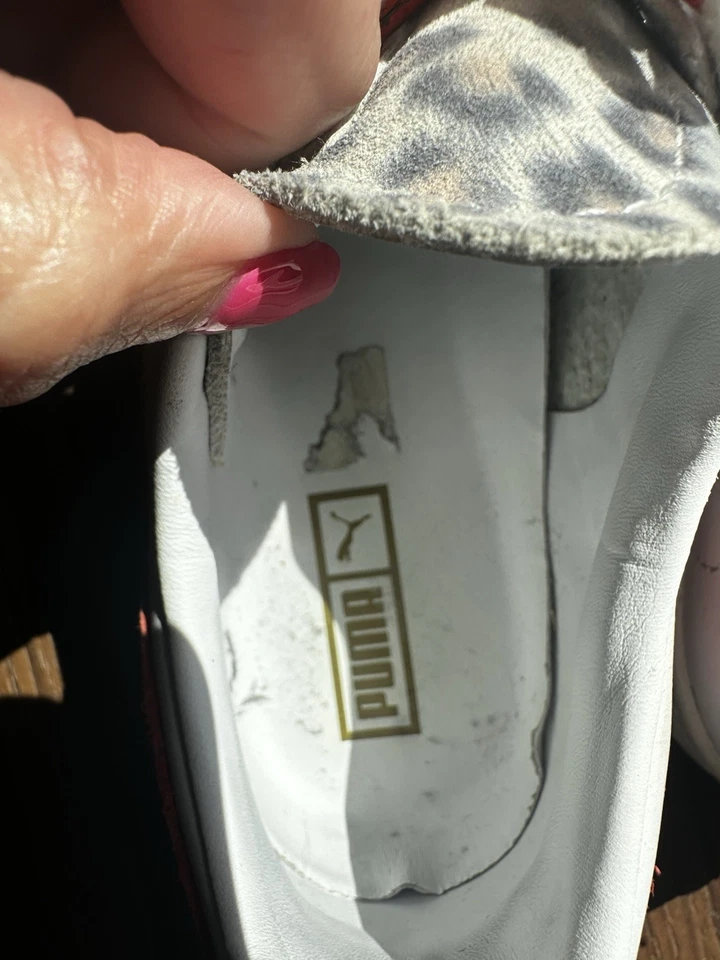 PUMA Women’s Size 39 8.5 ) Clyde Leopard Sneakers White/RedWOMEN'S - Image 2 of 4
