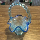 Vintage Fenton Embossed Glass Basket Tranquility Shades of Blue DH2868