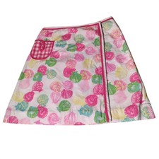 Lilly Pulitzer Wrap Printed Seashell Skirt White Pink Size 0 27" Waist
