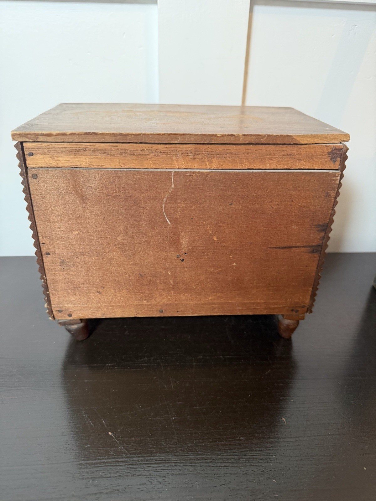 Vintage Miniature Wooden 4-Drawer Jewelry Chest Dresser Box Branded Handmade