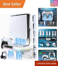 P S5 Wall Mount Kit with Cooling Fan and Charging Station Compatible with PS5...