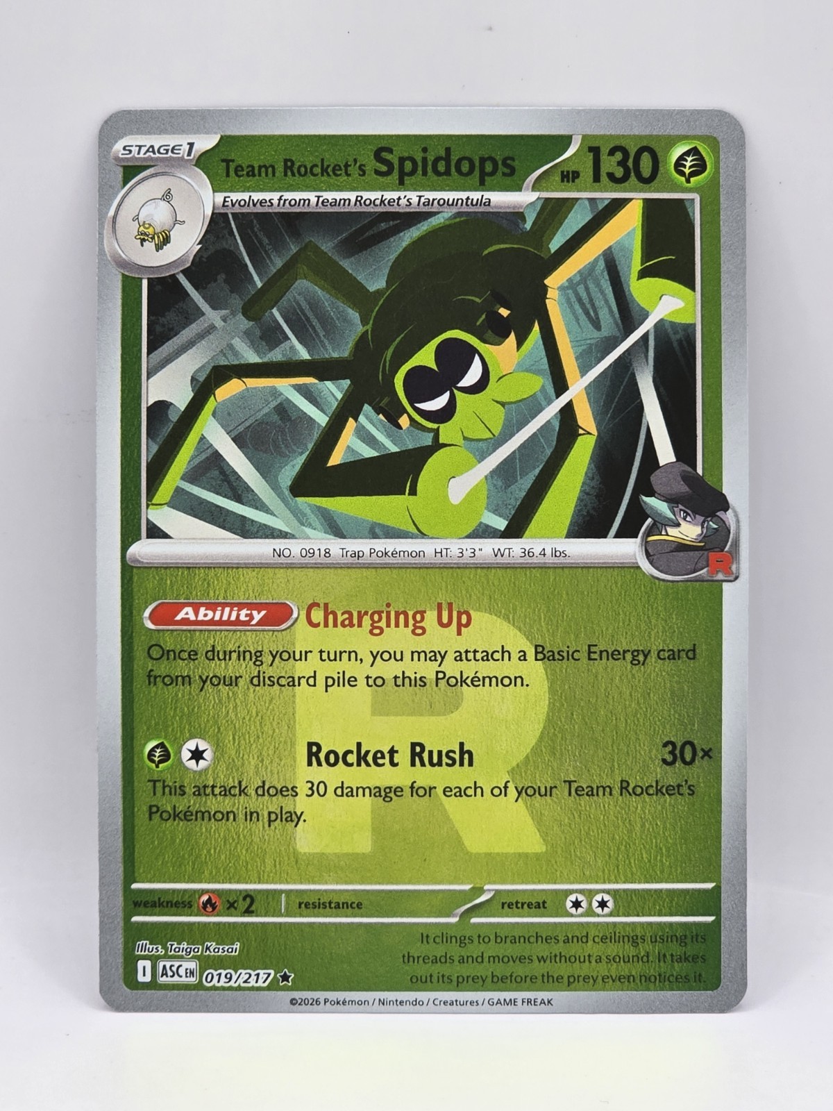 Pokémon TCG Team Rocket's Spidops 19/217 Ascended Heroes Reverse Holo