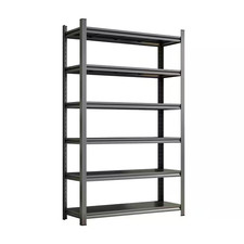6-Shelf Freestanding Adjustable Metal Garage Storage Shelving Unit in Black 45.