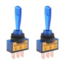 2pcs SPST Blue LED Balance Switch 20A 12V 3P ON-OFF Flat Rod Blue
