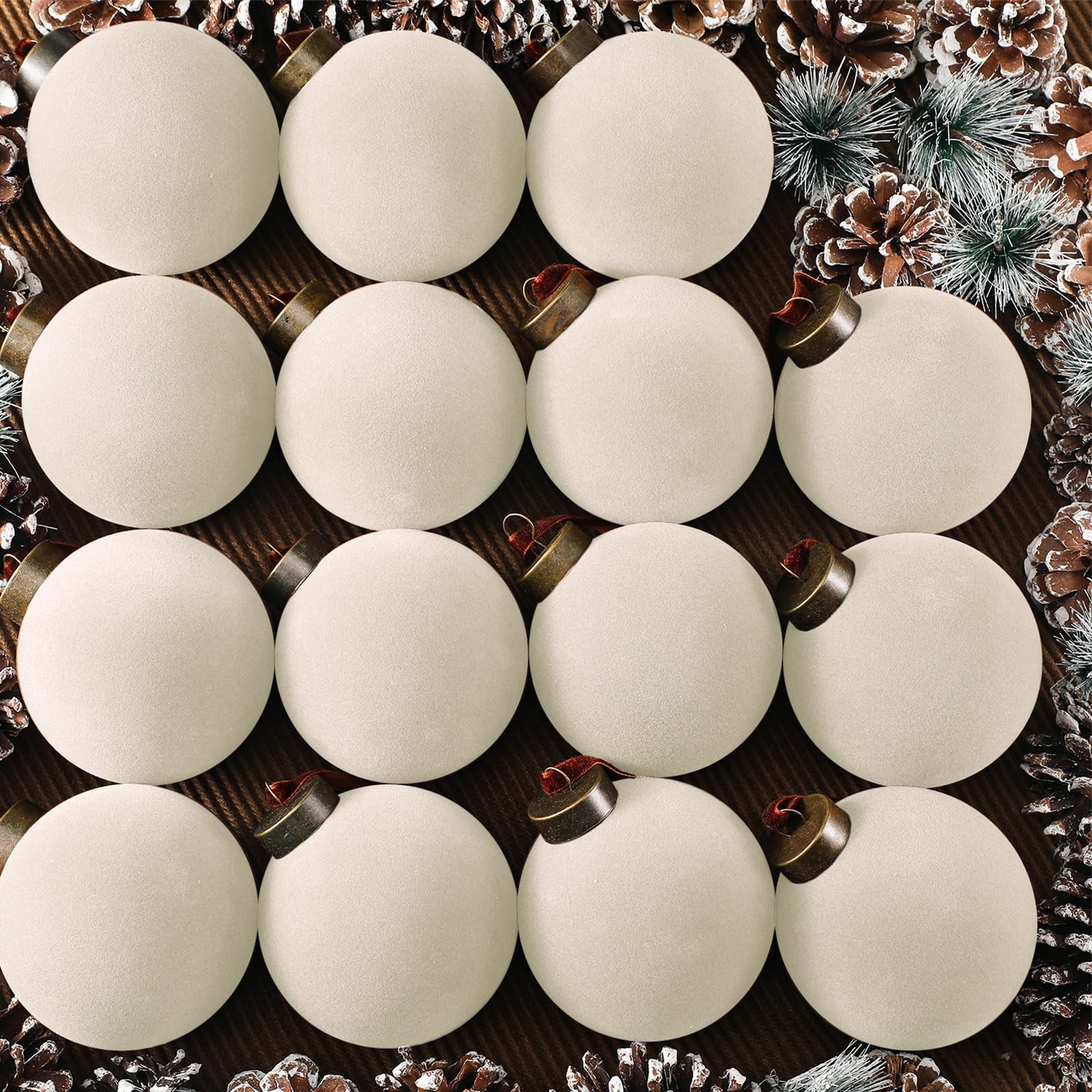 15 Pcs Velvet Christmas Balls Bulk Flocked Christmas Tree Ball Ornaments Plas...