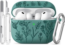 Flower Engraved Cases for Apple AirPods Pro 3rd Generation 2025, Soft Silicone C