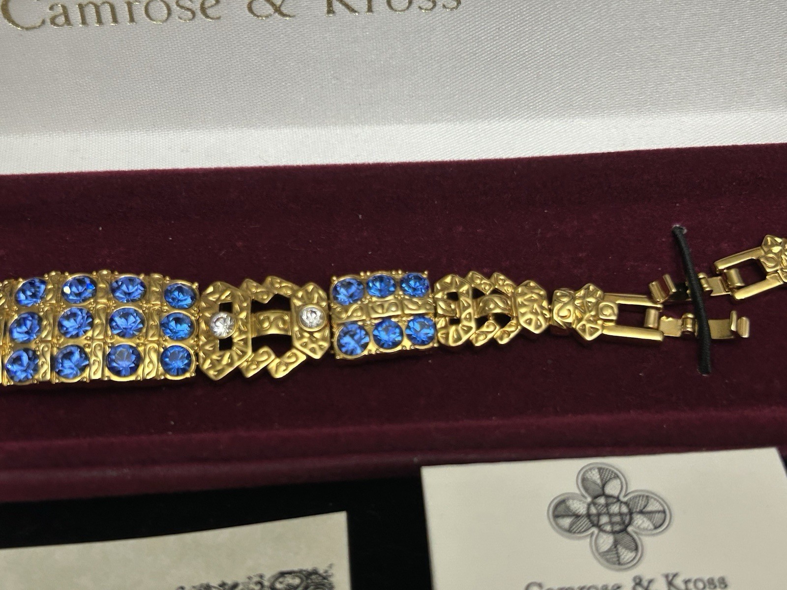 Vintage Camrose & Kross Blue/Clear Swarovski Crystal Bracelet for JBK Box/COA