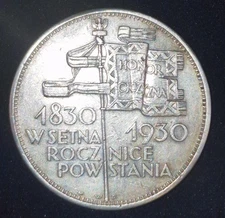 Poland 5 zlotych, 1930 100th Anniversary of Revolution