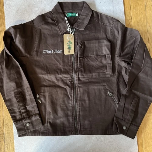 C’est Bon Men’s Medium Work Jacket. Full Zip With Zipper Pockets. Brown.  - product listing photo