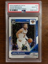 2024 PANINI DONRUSS OPTIC 78 JALEN BRUNSON WHITE INTERNATIONAL /15 💎PSA 10💎