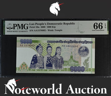 Lao 1000 Kip 2008 P 39a Prefix AA UNC PMG 66 EPQ 3rd TOP POP