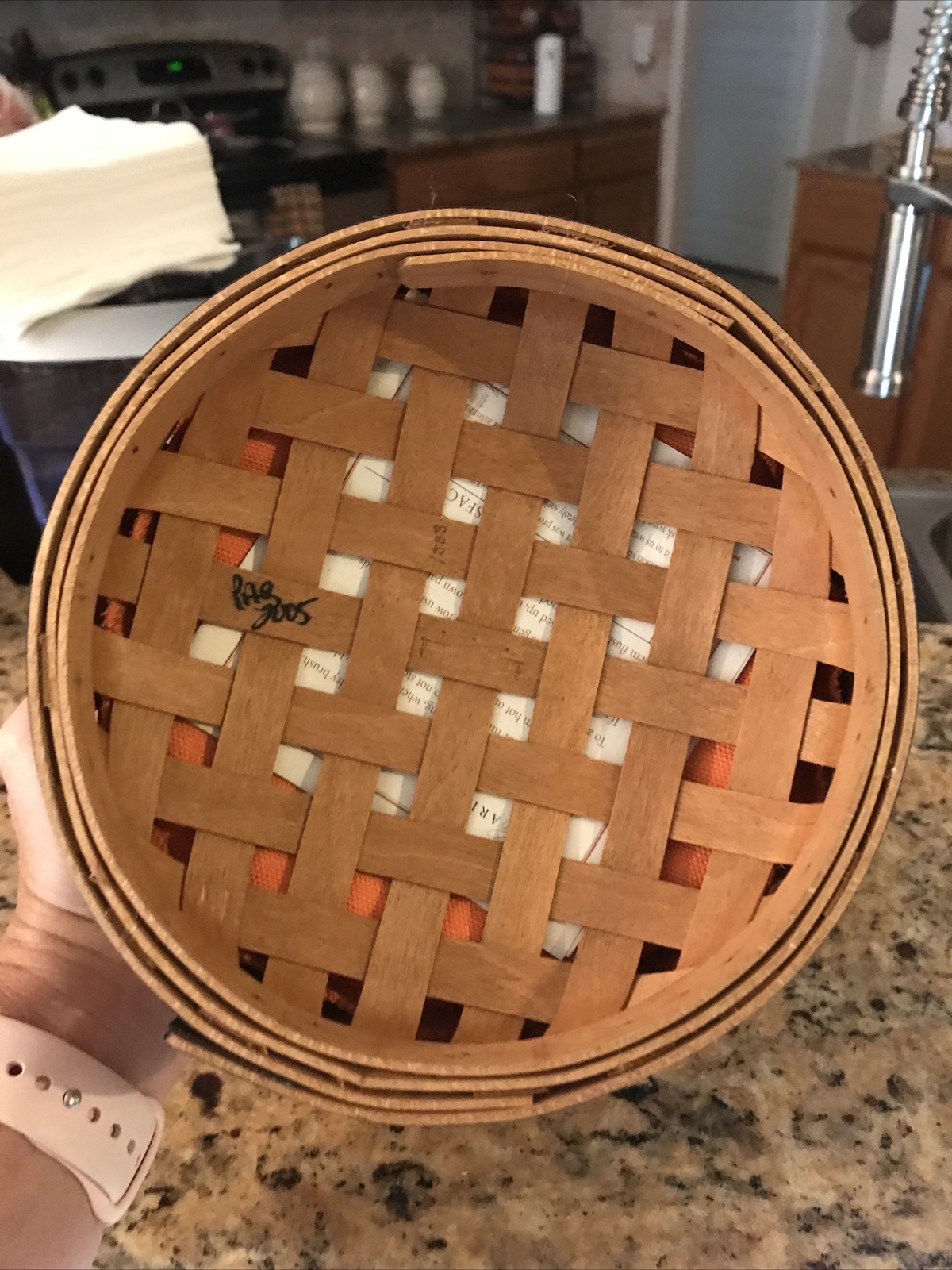 Longaberger 2005 Pumpkin Small Bushel Basket w/ Lid Halloween Boo Liner