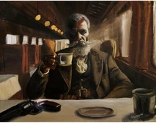 Sheriff Bass Burnett oil on canvas painting 18 X 14 By Joe Pomarico