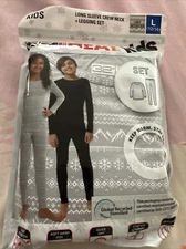 32 Degrees Heat Baselayer Set Kids Size Large Gray 2 pc Crew Shirt & Leggings