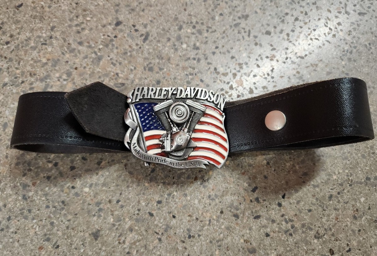 Harley Davidson Vintage Belt & Buckle H401 - 1991 Made with Harley Davidson Vintage Belt & Buckle H401 - 1991 Made with