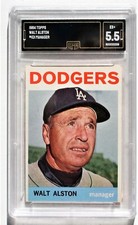 1964 TOPPS BASEBALL CARD  #101  WALT ALSTON / DODGERS MANAGER  GRADED ~ 5.5  EX+