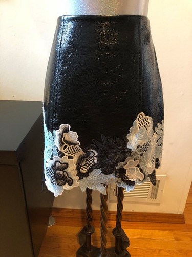 NEW 3.1 PHILLIP LIM VINYL LACE BLACK BLUE SKIRT SIZE 8 POCKETS - Bild 1 von 9