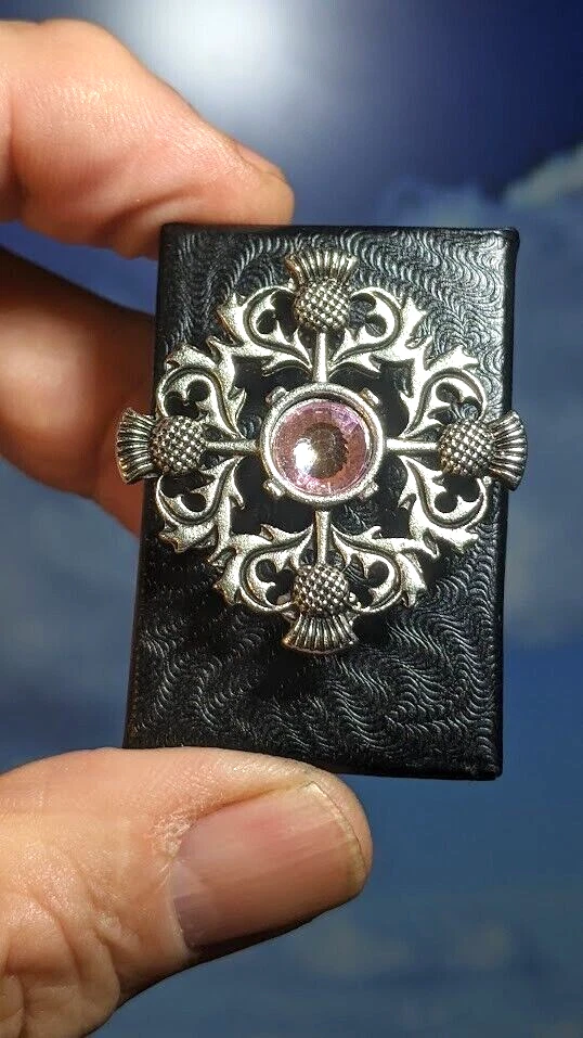 Broche chal de cardo escocés celta vintage, en caja de regalo. 35mm Foto 3 de 4