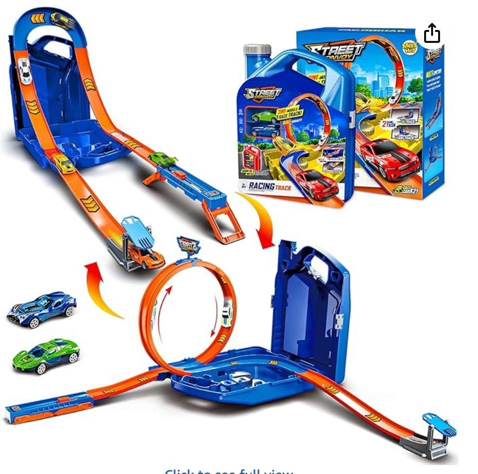 High-Speed Race Track Toy Car Set with 2 Cars & Storage Case  