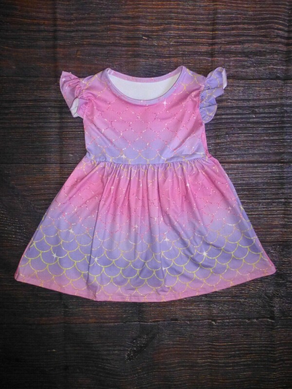 NEW Boutique Mermaid Girls Pink Gold Shimmer Ruffle Dress Size 2T
