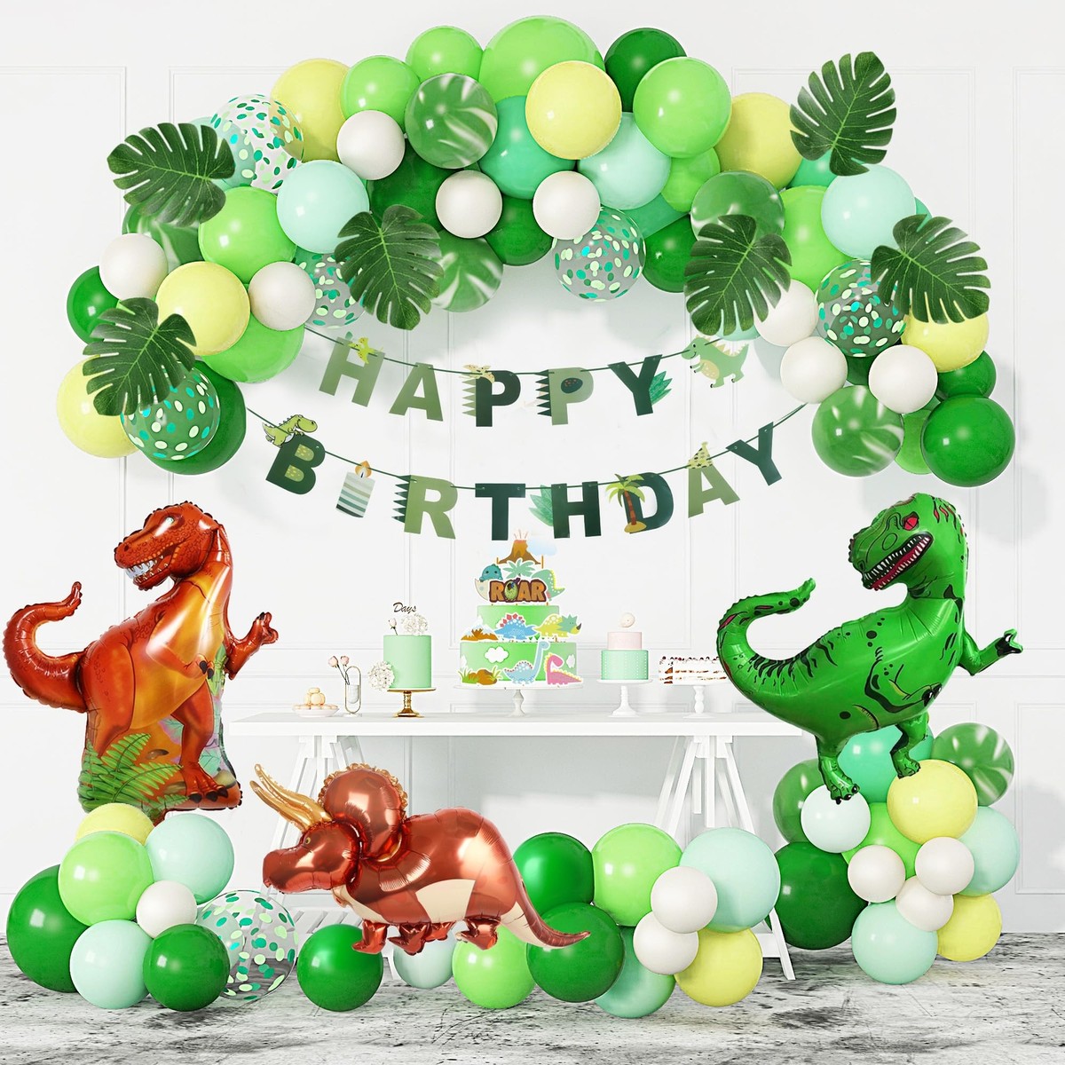 JOYMEMO Dinosaur Happy Birthday Porch Sign Banner - 5.9x1.15 Ft Outdoor/Indoor Decor For Boys' Dinosaur Party - View #8