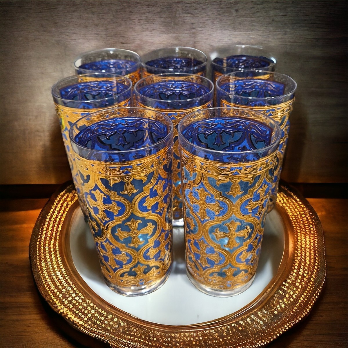 Glasses George Briard Barware Firenze 22k Gold Hollywood Regency 8