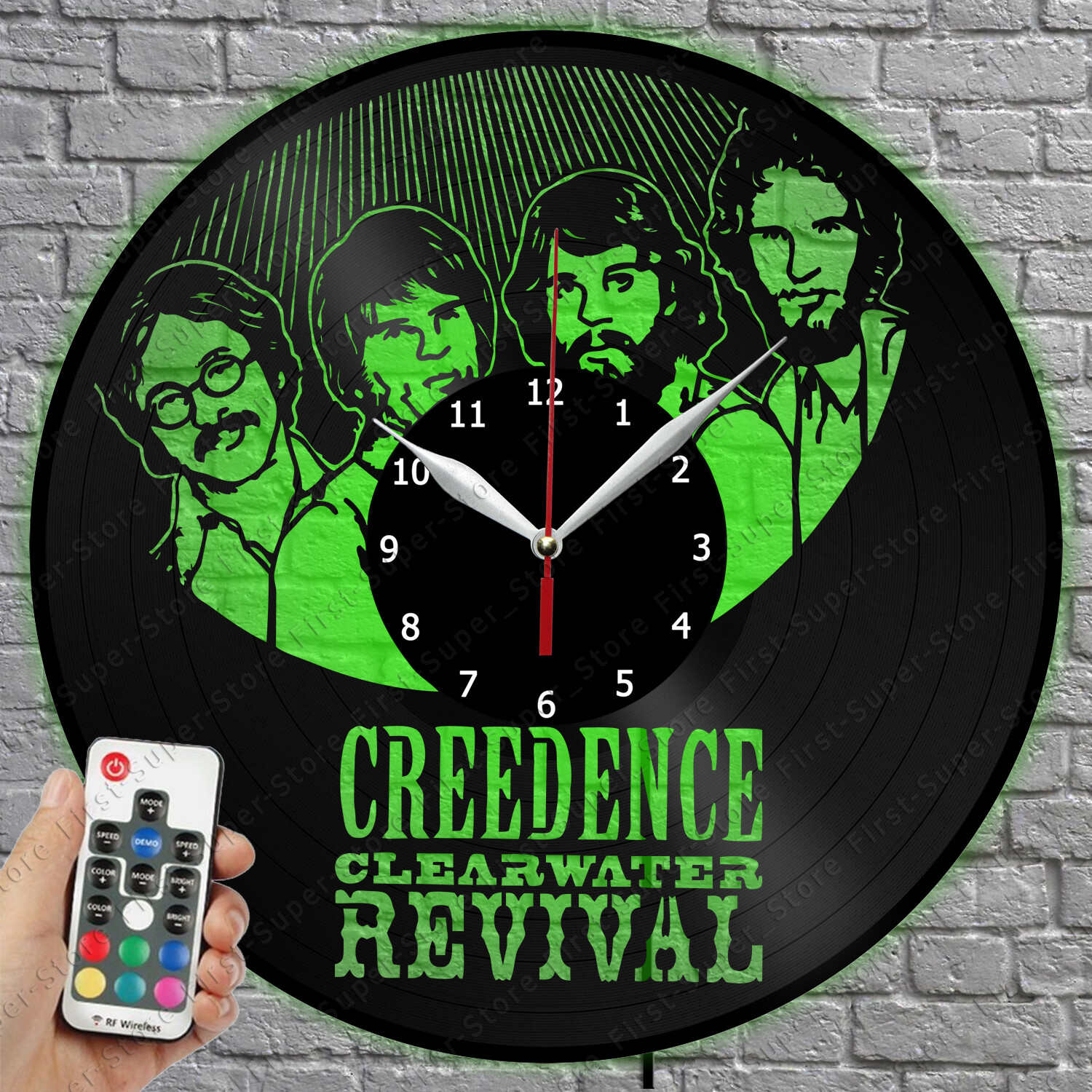 60s Vinyl Record LED Wall Clock with Light CCR 1072 Retro Design