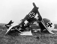 1916-18 Wreckage of German Fighter Biplane Old Photo 8.5" x 11" Reprint