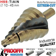 HSS TiALN Stufenbohrer Ø 10 - 45mm Spiral Schäl Fräser Kegel Konus Bohrer Senker