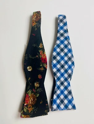Lot of 2 SKINNY TIE MADNESS Floral black / Checkered, (Blue and Gray), (NEW) - Image 1 of 4