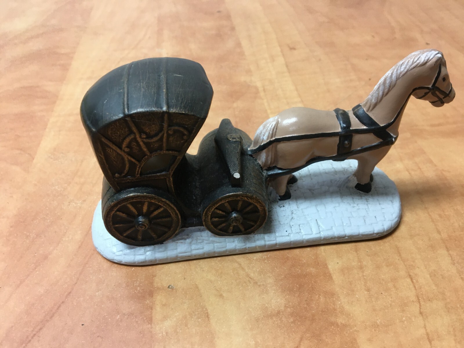 VINTAGE BYRON MOLDS HANDPAINTED Horse Pulling Hay Wagon Ceramic Lot of 2 1986 87