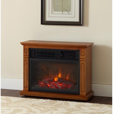 Portable Compact Mantel Infrared Electric Fireplace In Oak Tv