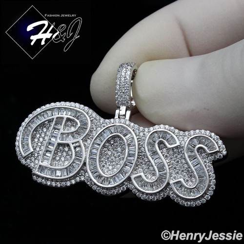 MEN 925 STERLING SILVER ICY BAGUETTE 